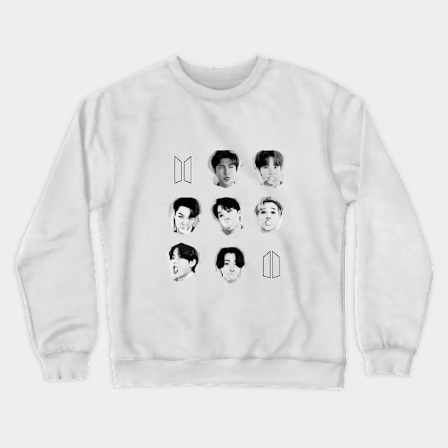 BTS Bubble Gum faces with logo | Group photo Crewneck Sweatshirt by bixxbite